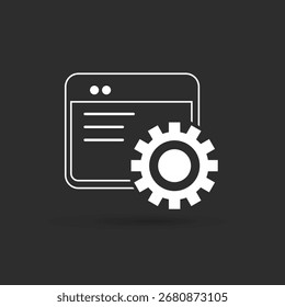 Sistema ERP, planejamento de recursos empresariais com fundo preto-e-branco. Automação e inovação de negócios. Ícone Vetor, Sistema de Software ERP para IA e Negócios