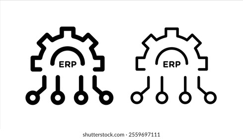 ERP system Icon collection in filled and stroke style.