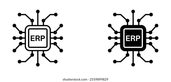 ERP system Icon set in black color for ui designs
