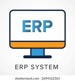 Vetor do Ícone do Sistema ERP - Conceito de Planejamento de Recursos Empresariais, Gerenciamento de Negócios e Integração de Software