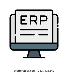 ERP System Vector for Enterprise Automation. Centralized business software illustration, operational process integration, company workflow solution.
