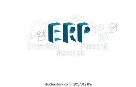 ERP vector concept pixel style illustration isolated