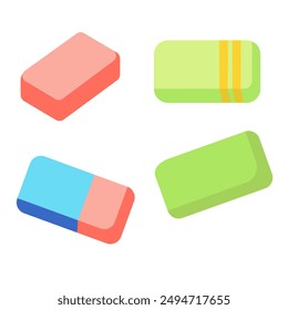 Errasers set isolated  on white background Vector flat illustartion EPS 10