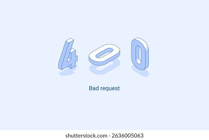 Erro 400 solicitação incorreta. Ilustração isométrica 3D. Vetor isolado para apresentação, infográfico, site, aplicativos e outros usos.