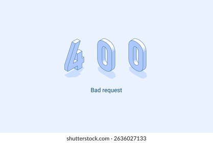 Erro 400 solicitação incorreta. Ilustração isométrica 3D. Vetor isolado para apresentação, infográfico, site, aplicativos e outros usos.