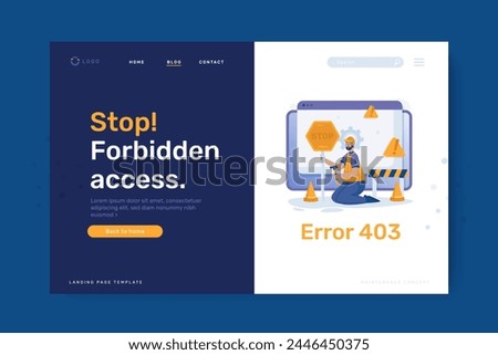 Error 403 forbidden access illustration on landing page design