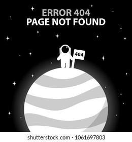 Error 404 Astronaut standing on the planet - isolated vector illustration