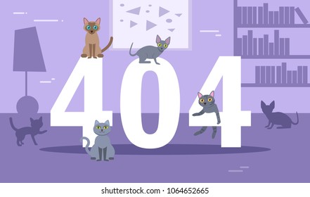 Error 404 cats Vector. Cartoon. Isolated art on white background. Flat