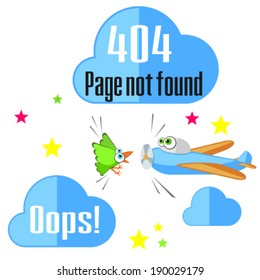 Error 404 concept with bird and airplane
