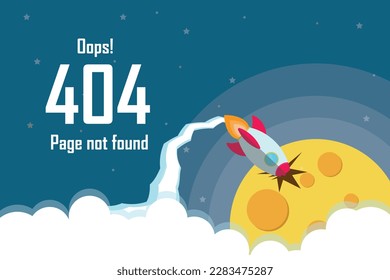 Error 404 concept with  planets and rocket.404 error page template.