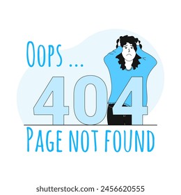 Error 404 concept. Upset girl. System error.