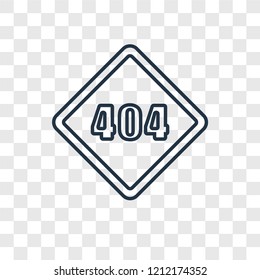 Error 404 concept vector linear icon isolated on transparent background, Error 404 concept transparency concept in outline style