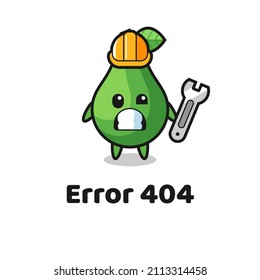 error 404 with the cute avocado mascot , cute style design for t shirt, sticker, logo element