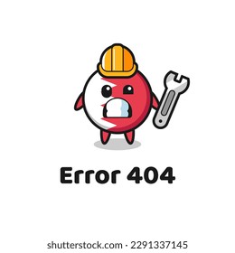 error 404 con la linda mascota de insignia de la bandera de bahréin, diseño de estilo lindo para camiseta, pegatina, elemento logo