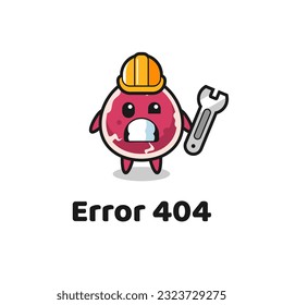 error 404 with the cute beef mascot , cute style design for t shirt, sticker, logo element