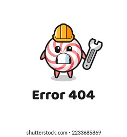 error 404 with the cute candy mascot , cute style design for t shirt, sticker, logo element