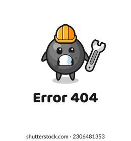 error 404 con la linda mascota de balón de cañón, diseño de estilo lindo para camiseta, pegatina, elemento logotipo