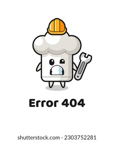 error 404 with the cute chef hat mascot , cute style design for t shirt, sticker, logo element