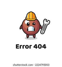 error 404 with the cute chocolate ball mascot , cute style design for t shirt, sticker, logo element