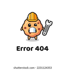 error 404 with the cute chocolate chip cookie mascot , cute style design for t shirt, sticker, logo element