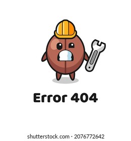 error 404 with the cute coffee bean mascot , cute style design for t shirt, sticker, logo element