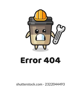 error 404 with the cute coffee cup mascot , cute style design for t shirt, sticker, logo element