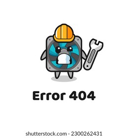 error 404 with the cute computer fan mascot , cute style design for t shirt, sticker, logo element