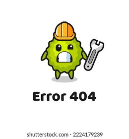 error 404 with the cute durian mascot , cute style design for t shirt, sticker, logo element
