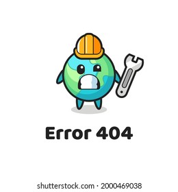 error 404 with the cute earth mascot , cute style design for t shirt, sticker, logo element
