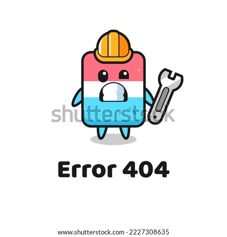 error 404 with the cute eraser mascot , cute style design for t shirt, sticker, logo element