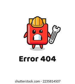 error 404 with the cute french fries mascot , cute style design for t shirt, sticker, logo element