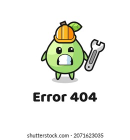 error 404 con la linda mascota guayaba , diseño de estilo lindo para camiseta, pegatina, elemento logotipo