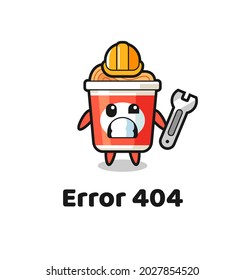 error 404 with the cute instant noodle mascot , cute style design for t shirt, sticker, logo element