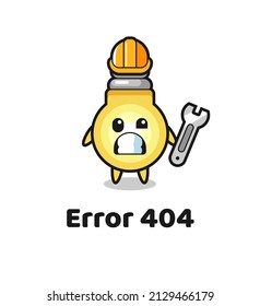 error 404 with the cute light bulb mascot , cute style design for t shirt, sticker, logo element