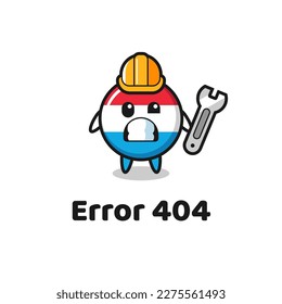 error 404 with the cute luxembourg flag badge mascot , cute style design for t shirt, sticker, logo element