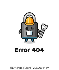 error 404 with the cute padlock mascot , cute style design for t shirt, sticker, logo element
