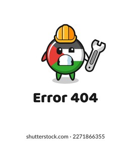 error 404 con la linda mascota de insignia palestina, diseño de estilo lindo para camiseta, pegatina, elemento logo