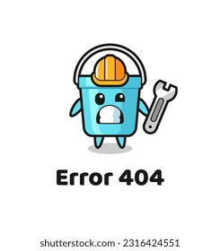 error 404 with the cute plastic bucket mascot , cute style design for t shirt, sticker, logo element