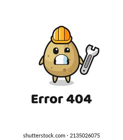 error 404 with the cute potato mascot , cute style design for t shirt, sticker, logo element