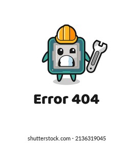 error 404 with the cute processor mascot , cute style design for t shirt, sticker, logo element