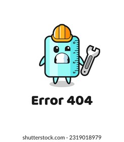 error 404 con la linda mascota de la regla , diseño de estilo lindo para camiseta, pegatina, elemento logotipo