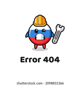 error 404 with the cute russia flag badge mascot , cute style design for t shirt, sticker, logo element