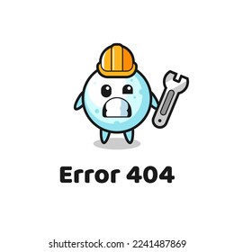 error 404 con la linda mascota de bola de nieve, diseño de estilo lindo para camiseta, pegatina, elemento logotipo