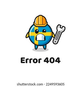 error 404 with the cute sweden flag badge mascot , cute style design for t shirt, sticker, logo element