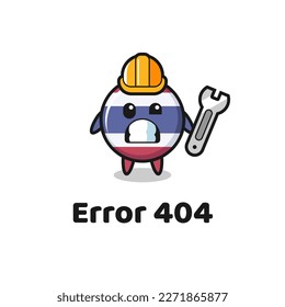 error 404 with the cute thailand flag badge mascot , cute style design for t shirt, sticker, logo element