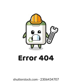 error 404 con la mascota de la papelera linda, diseño de estilo lindo para camiseta, pegatina, elemento logotipo