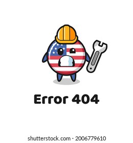 error 404 with the cute united states flag badge mascot , cute style design for t shirt, sticker, logo element