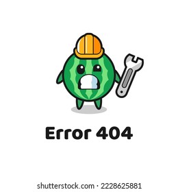 error 404 con la linda mascota de sandía, diseño de estilo lindo para camiseta, pegatina, elemento logotipo