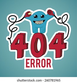 Error 404, evil monster disconnect cables over blue color background