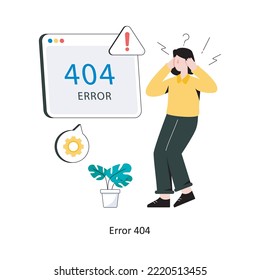 Error 404 flat style design vector illustration. stock illustration